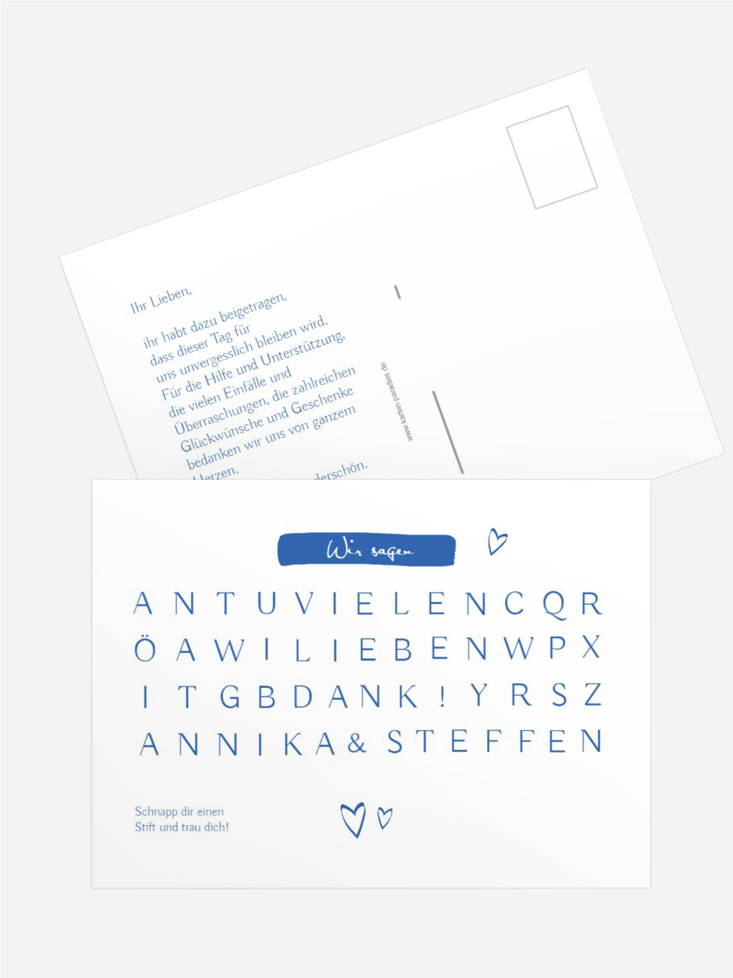 Dankeskarte Buchstabenrätsel