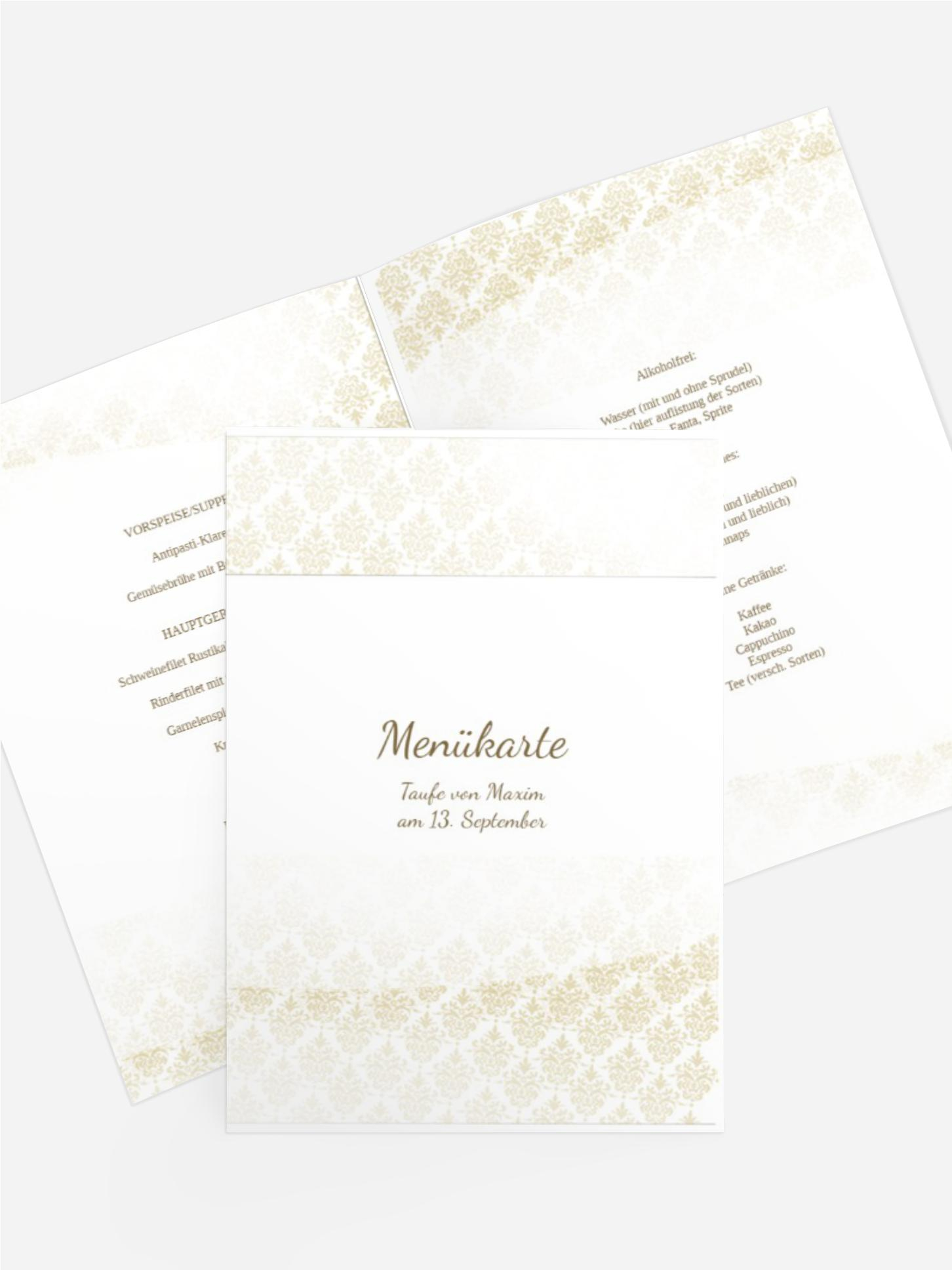 Menükarte Taufe Ornamentrahmen
