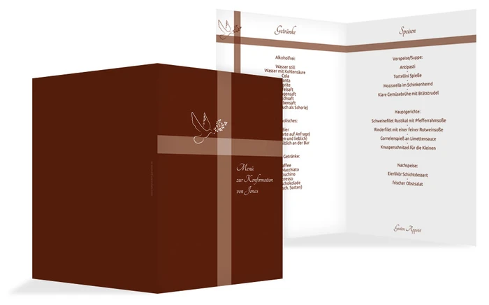 Menükarte zur Konfirmation Glaubensbote Menükarte zur Konfirmation Glaubensbote