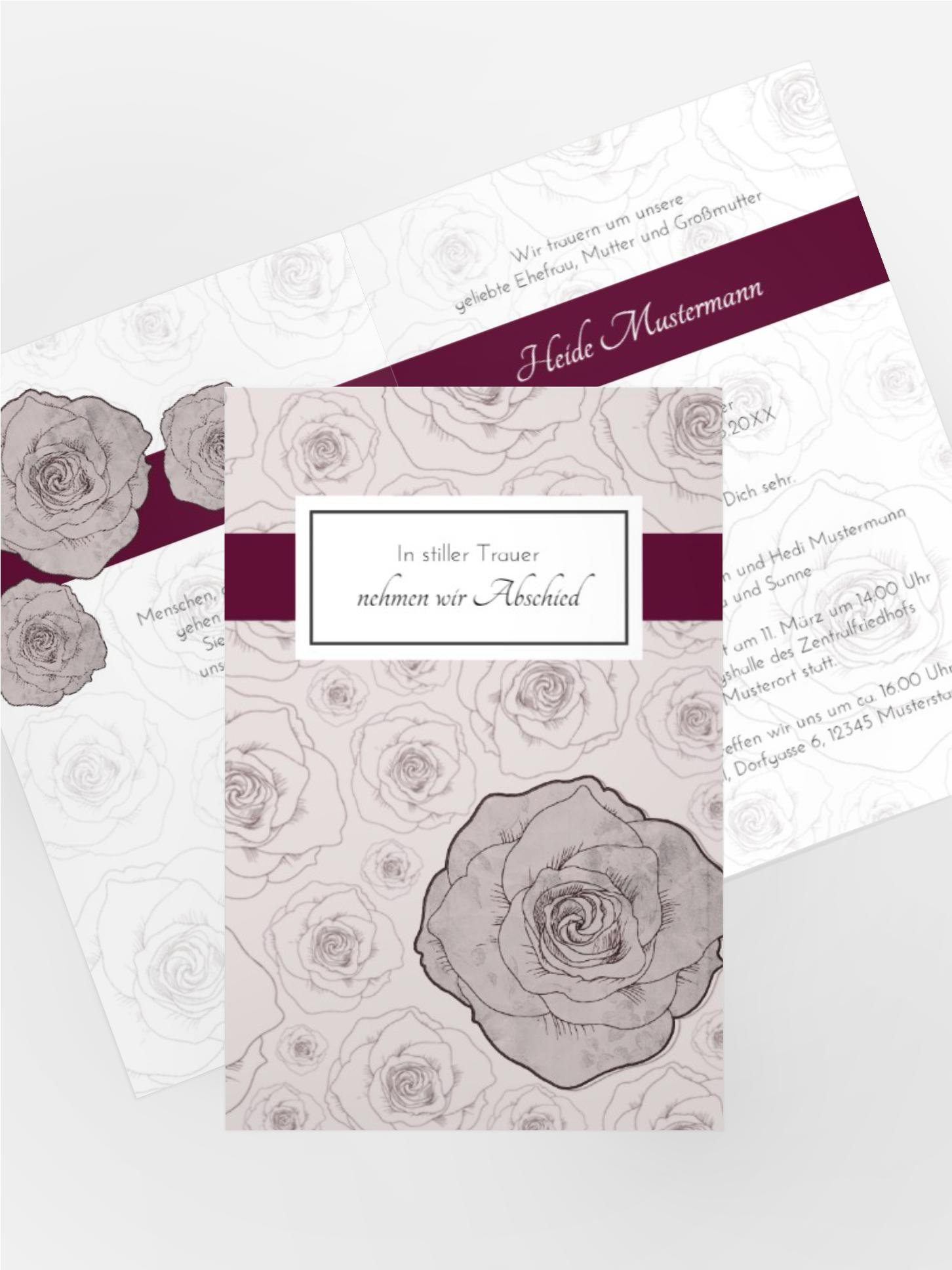 Trauerkarte Rosenmeer hoch