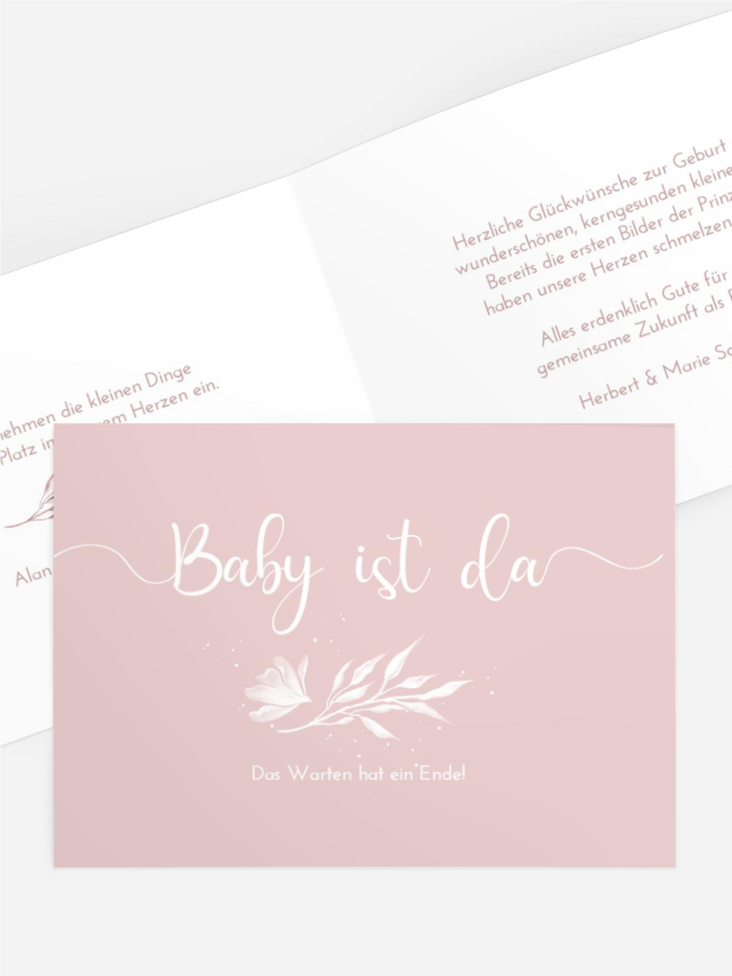 Glückwunschkarte zur Geburt Blumenpräsens