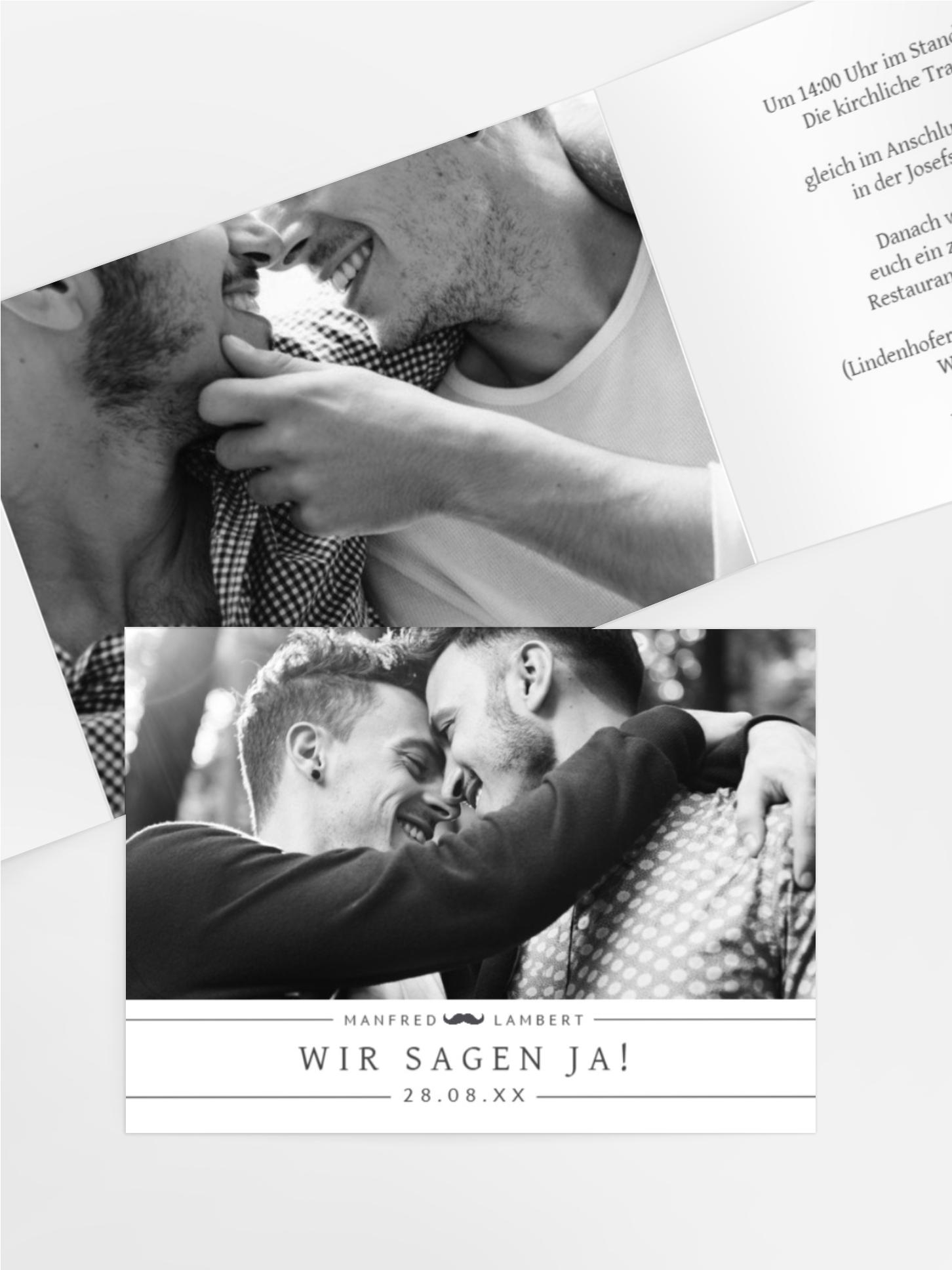 Hochzeitseinladung XY Moustache love Hochzeitseinladung XY Moustache love