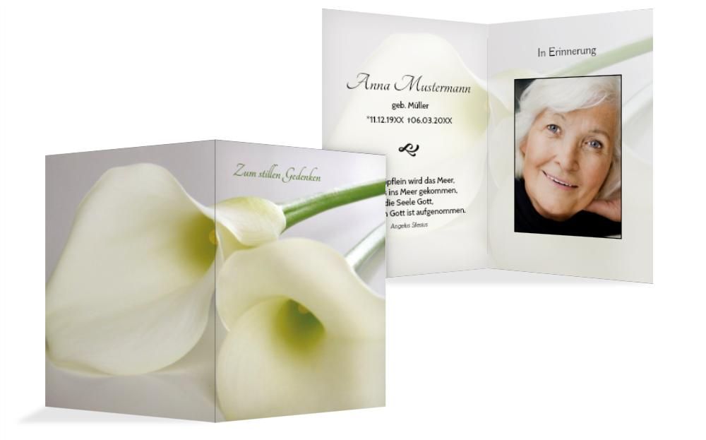 Sterbebildkarte Calla