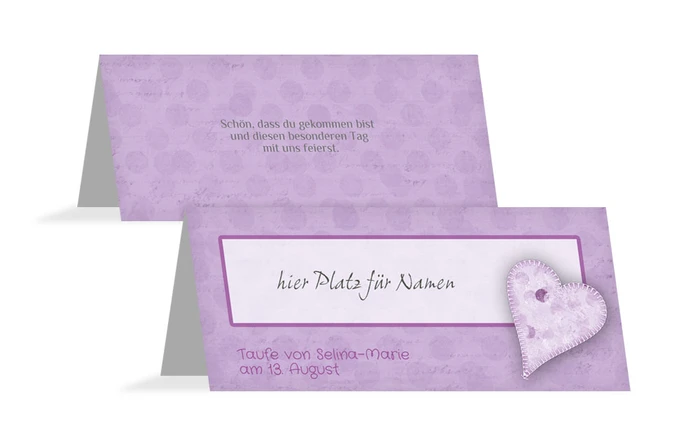 Tischkarte Taufe Bubblehearts Tischkarte Taufe Bubblehearts