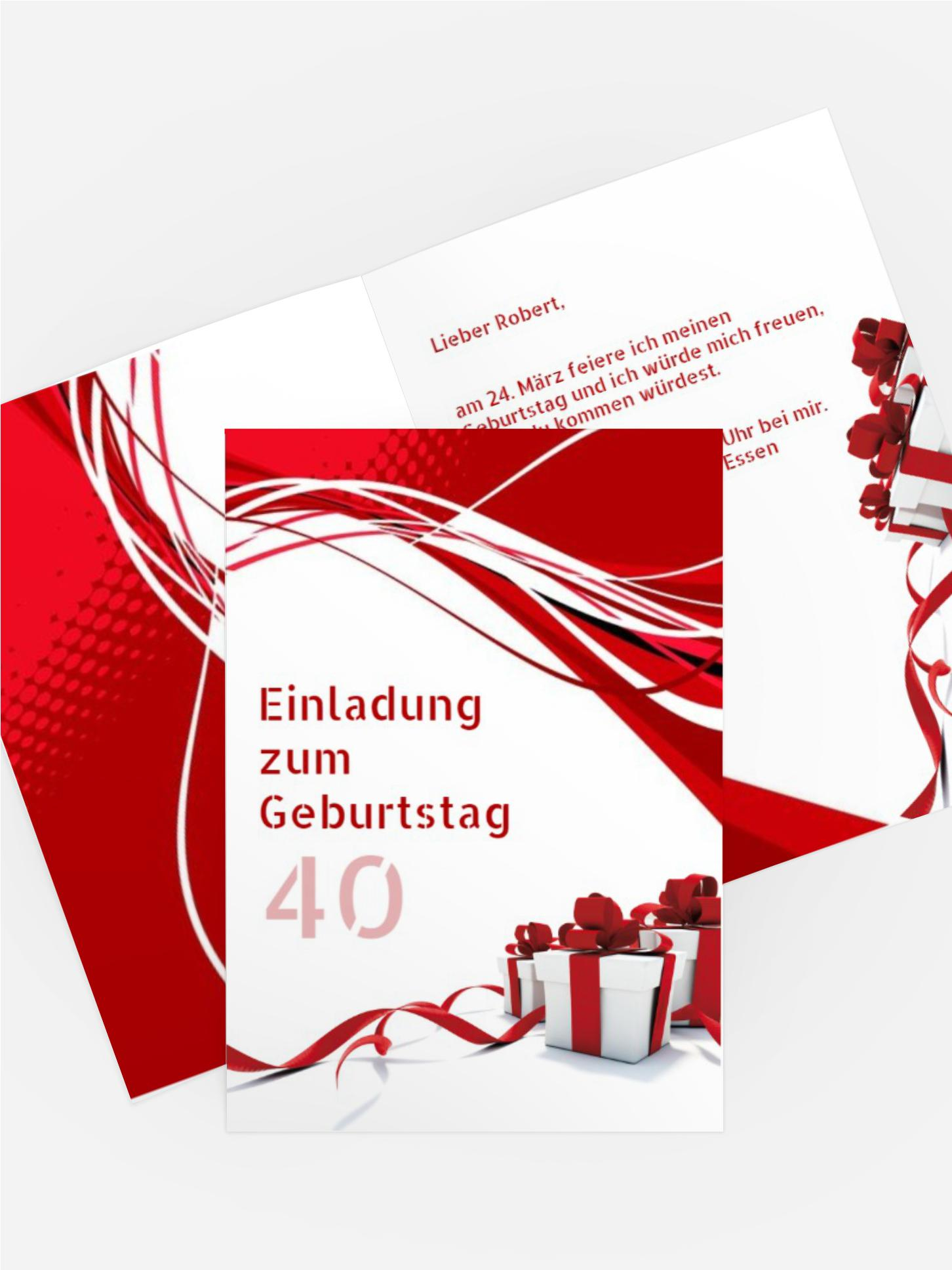 Geburtstagseinladung Schleifenband 40