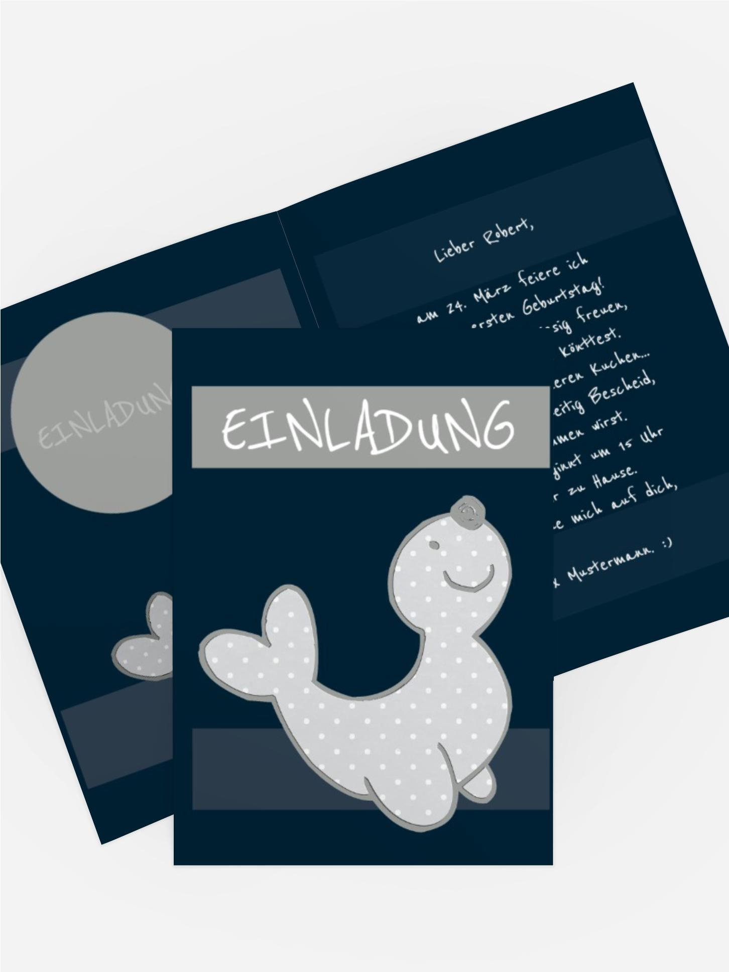 Geburtstagseinladung Robbe