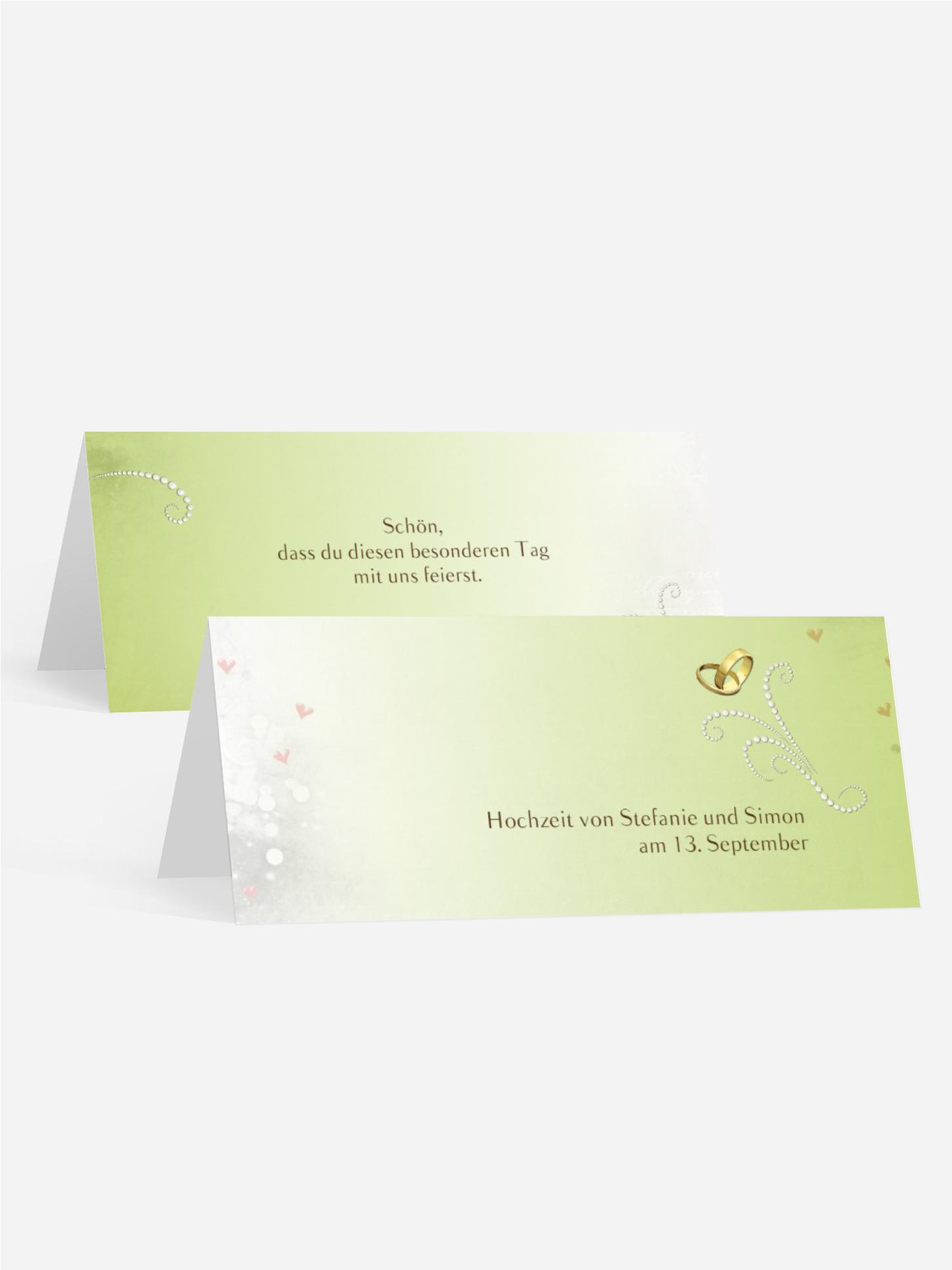 Tischkarte Eheringe Perlen