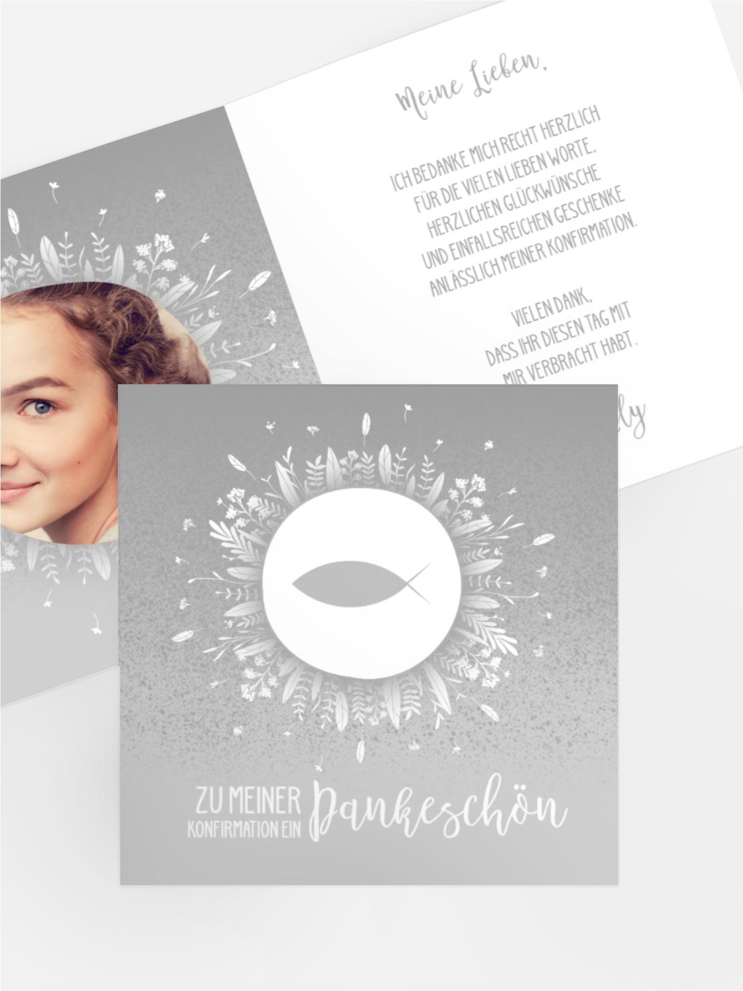 Dankeskarte Konfirmation Blumenfisch