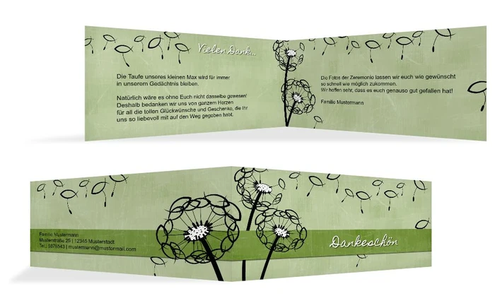 Dankeskarte Taufe Pusteblume