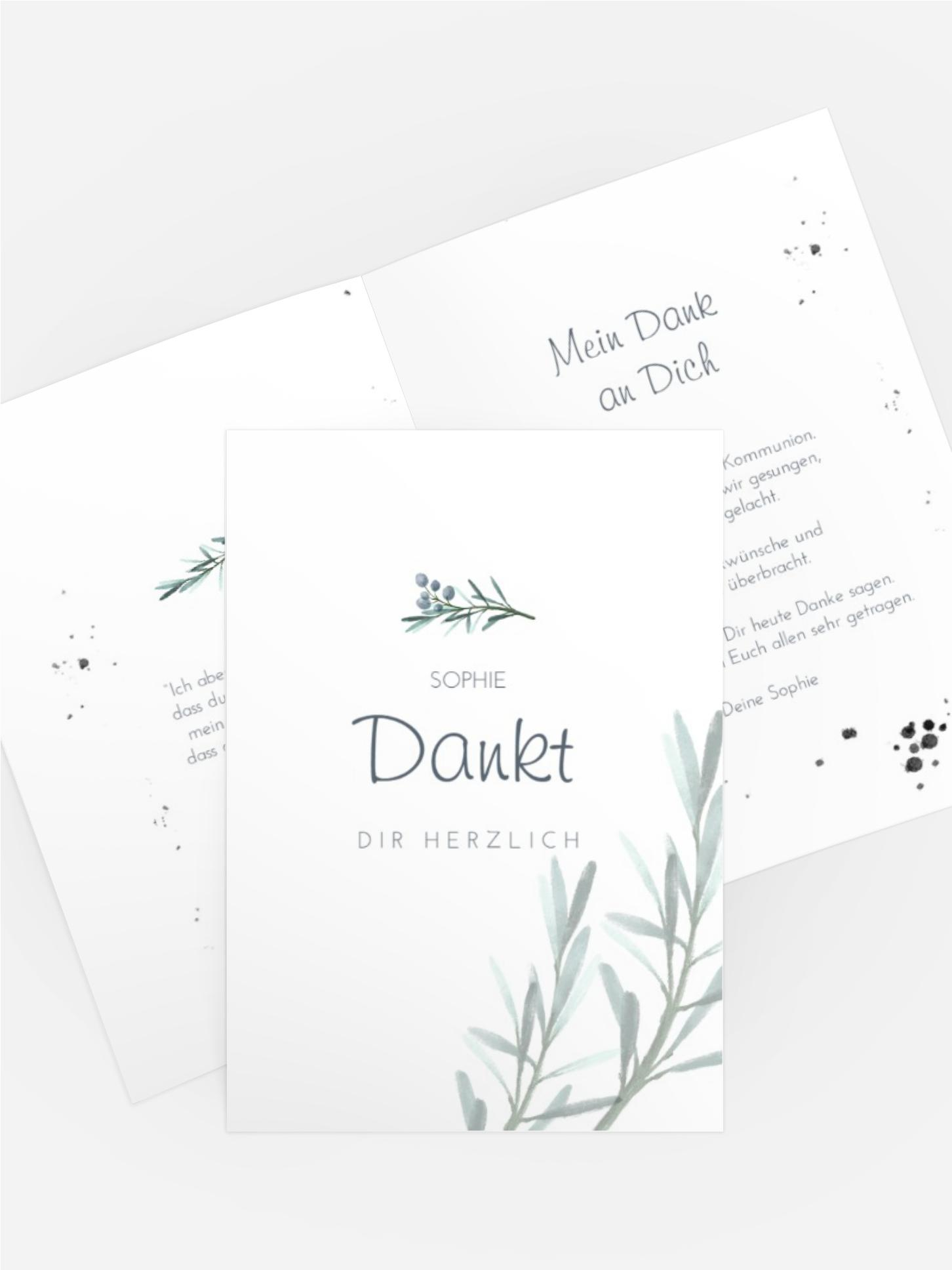 Glückwunschkarte Kommunion Rosmarinzweig
