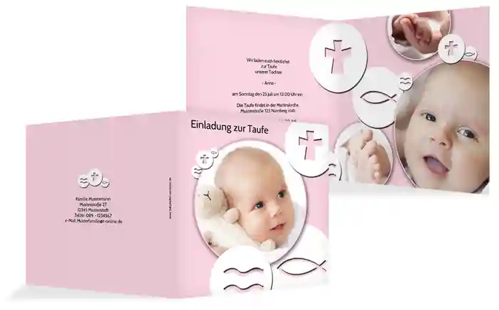 Einladungskarte Taufe Taufsymbole
