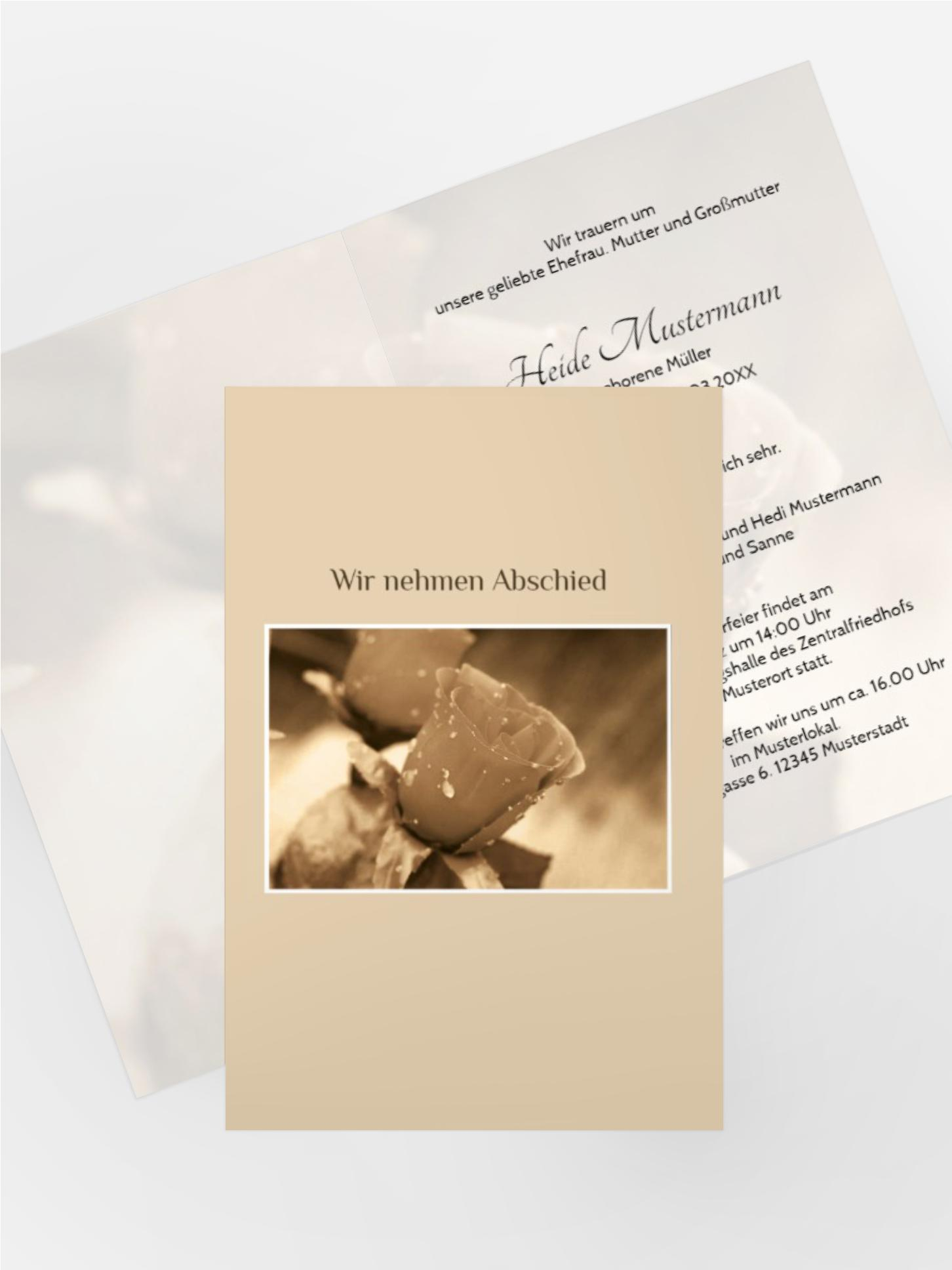 Trauerkarte Rose hoch