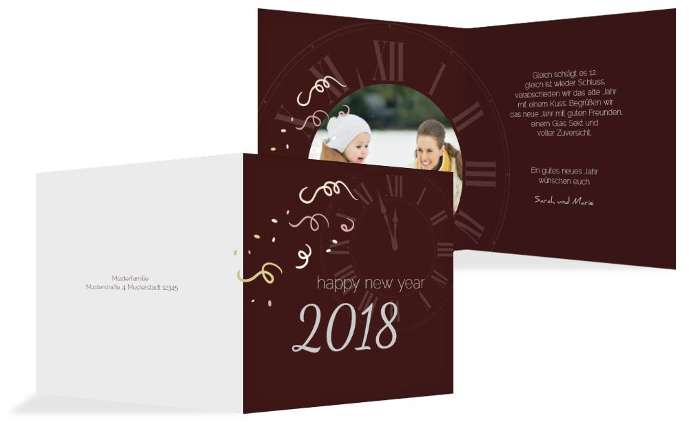 Neujahrskarte Kurz vor 12