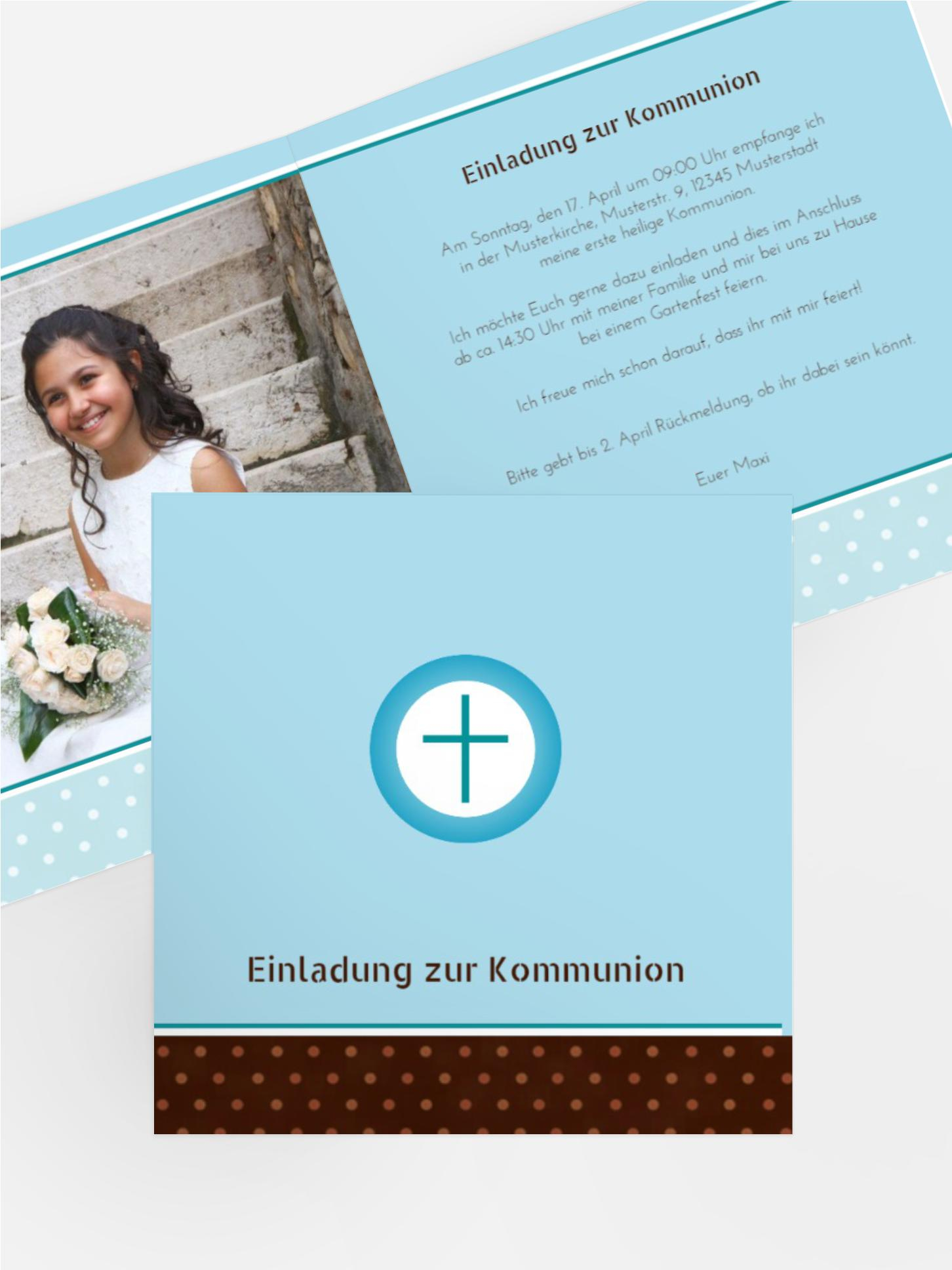 Kommunion Einladungskarte Kreuzhostie