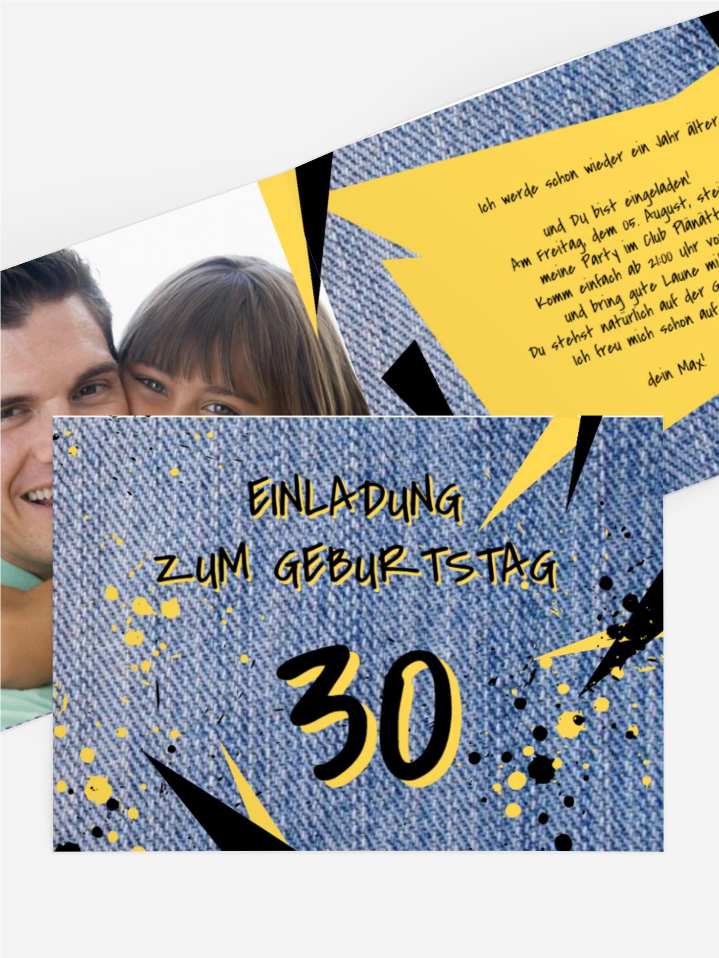 Einladung zum Geburtstag Jeans Style 30 Foto Einladung zum Geburtstag Jeans Style 30 Foto