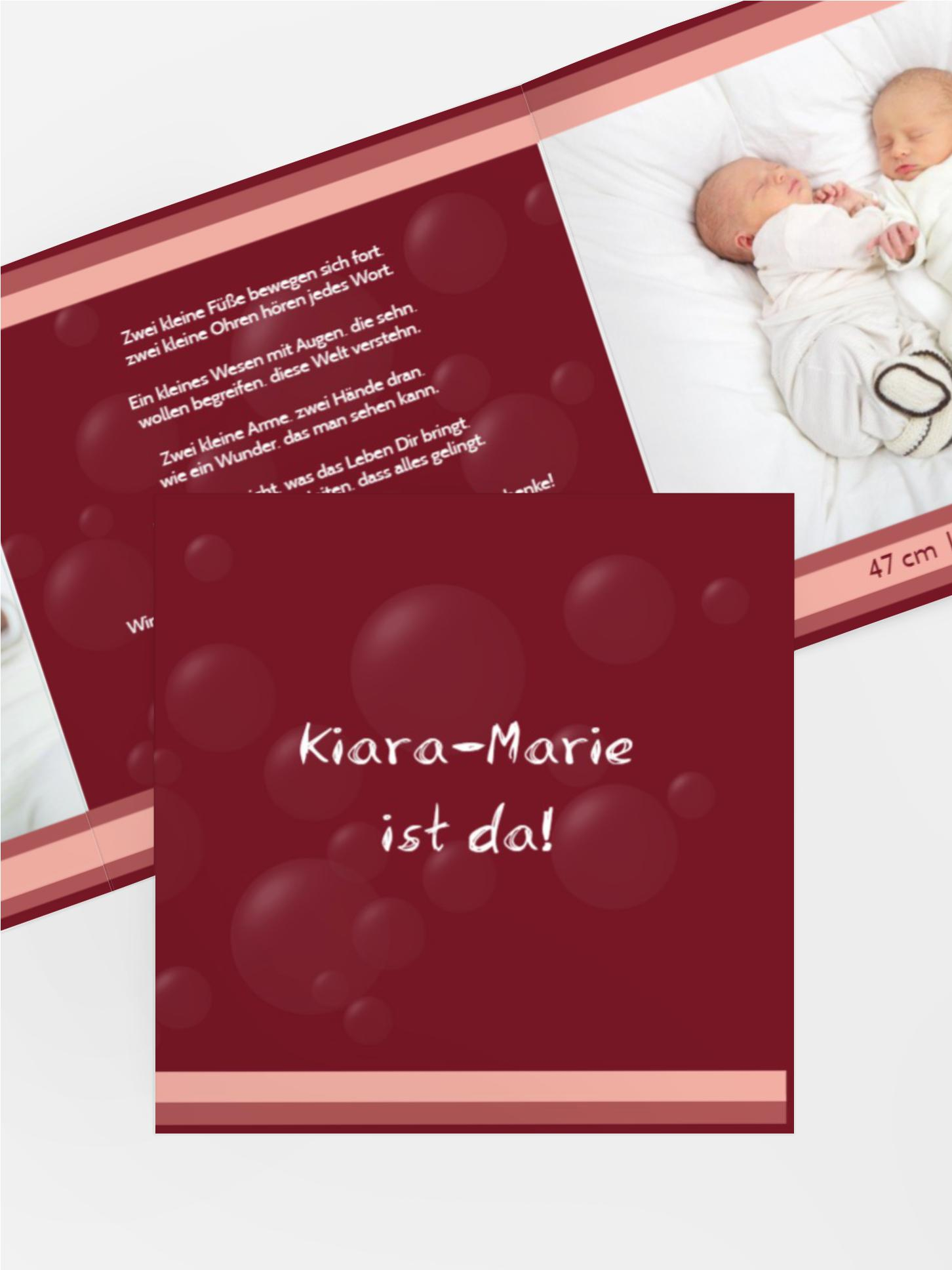 Karte zur Geburt bubbles