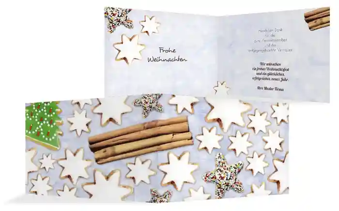 Weihnachts Grußkarte geschäftlich Plätzchentisch