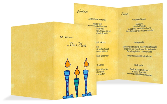 Menükarte Taufe Kerze