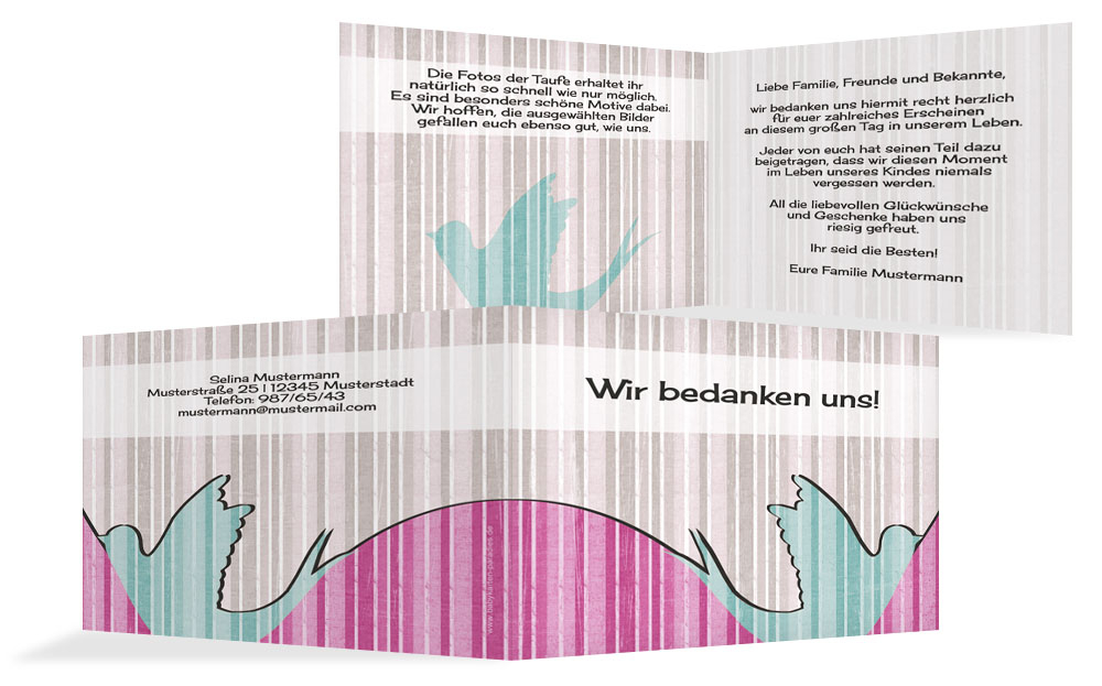 Dankeskarte zur Taufe Streifenharmonie Dankeskarte zur Taufe Streifenharmonie