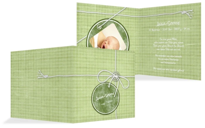 Baby Dankeskarte Faden