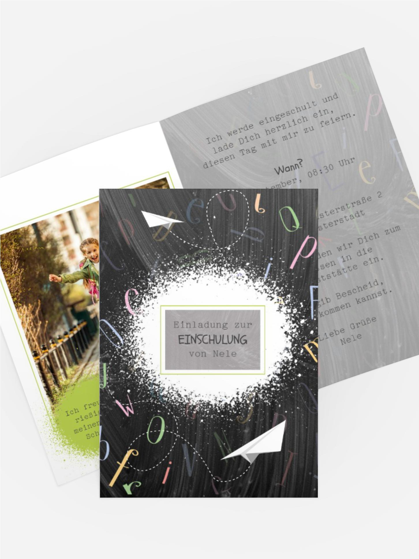 Einschulungseinladung Papierflieger