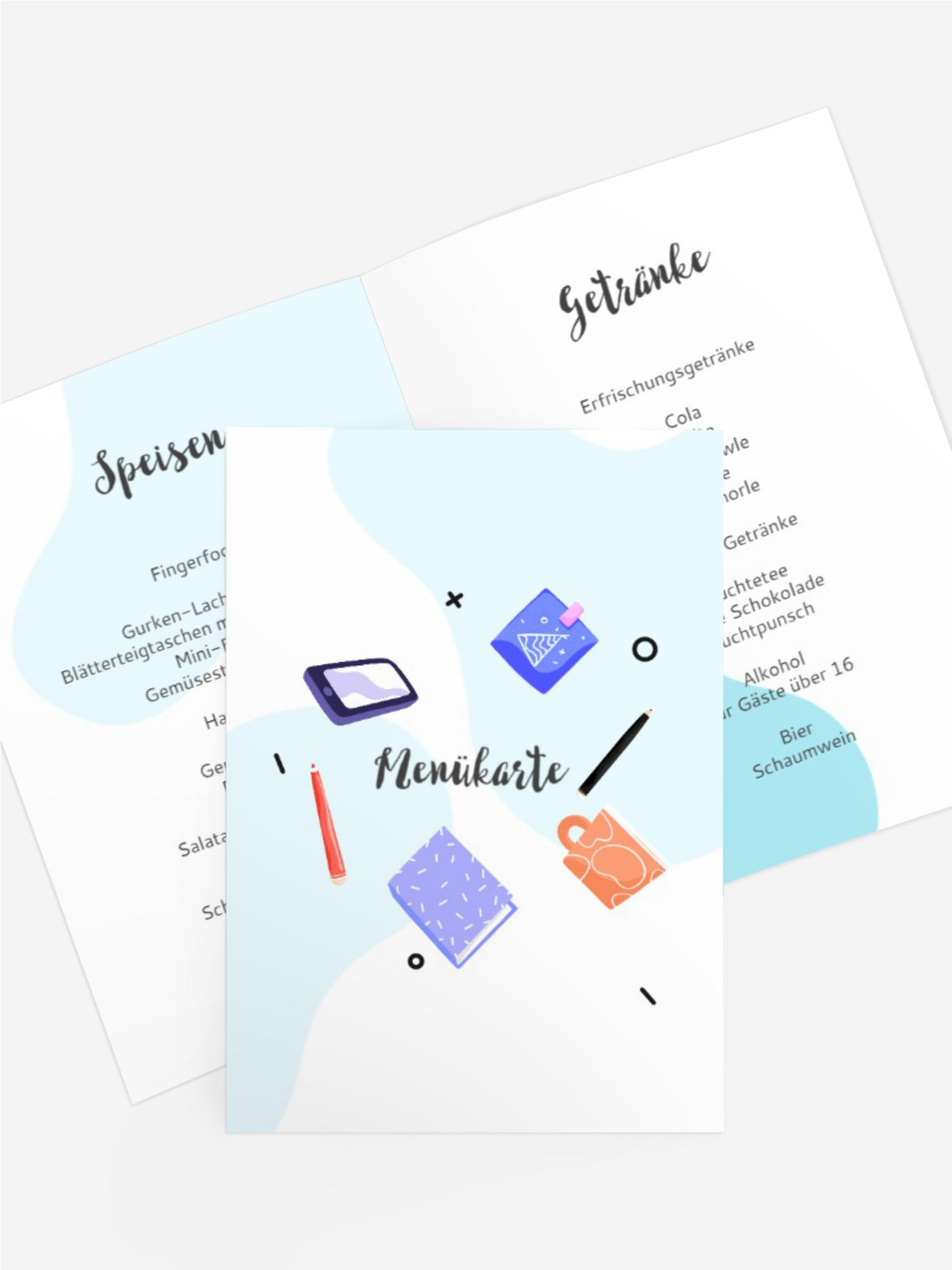 Menükarte Jugendliche Geburtstag Bürochaos