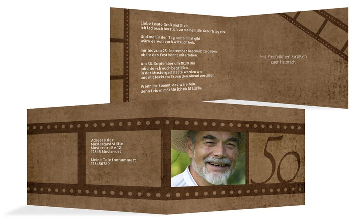 Geburtstagseinladung Retrofilm 50 Foto