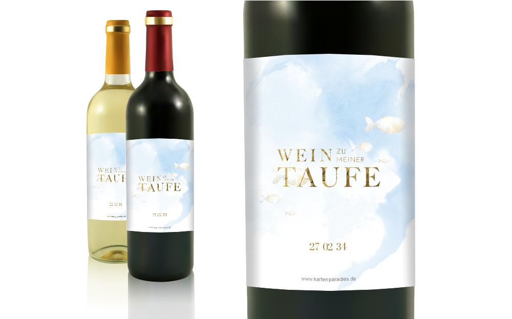 Flaschenetikett Taufe Unterwassermagie