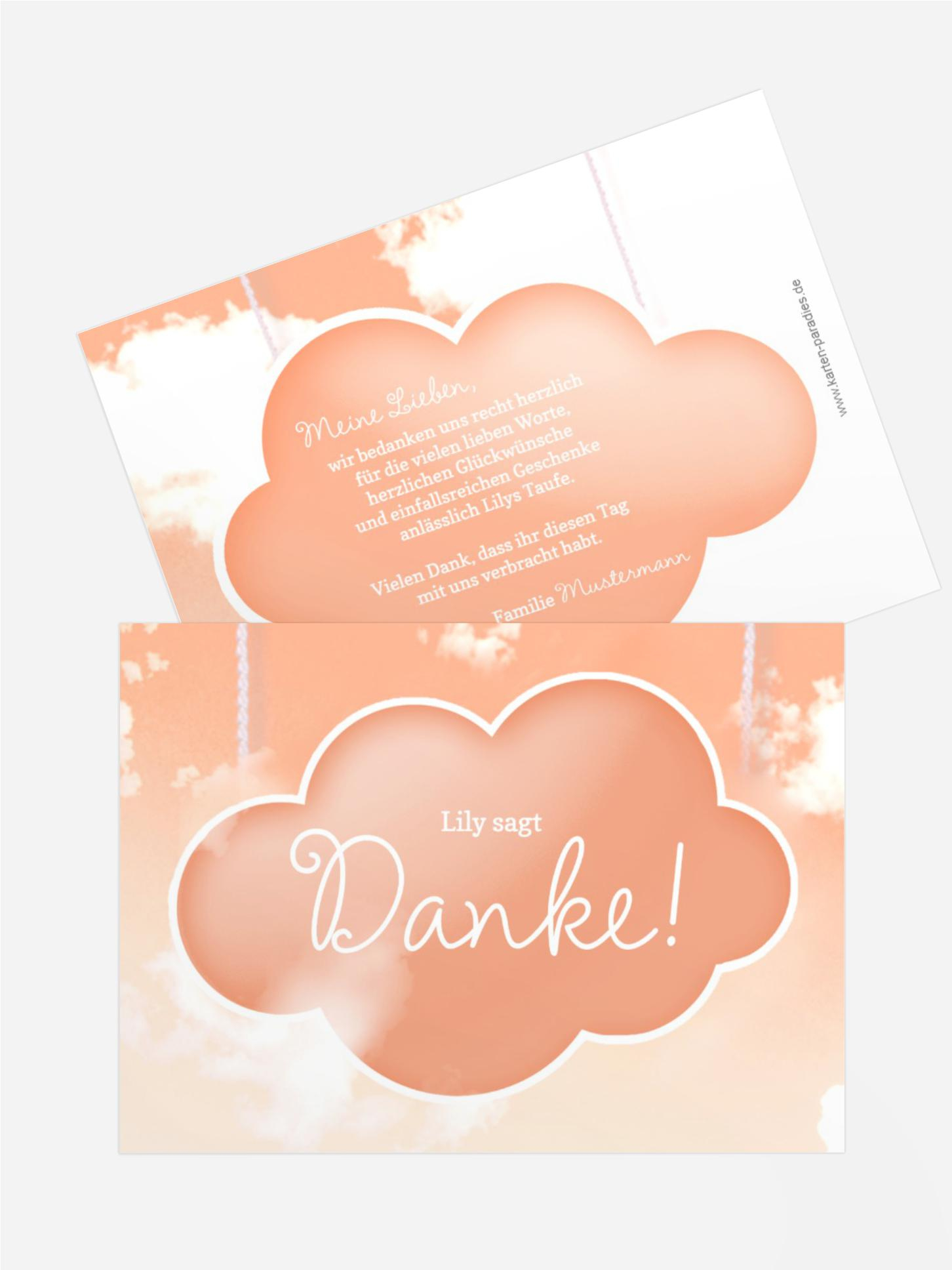 Dankeskarte Taufe Fluffy Cloud