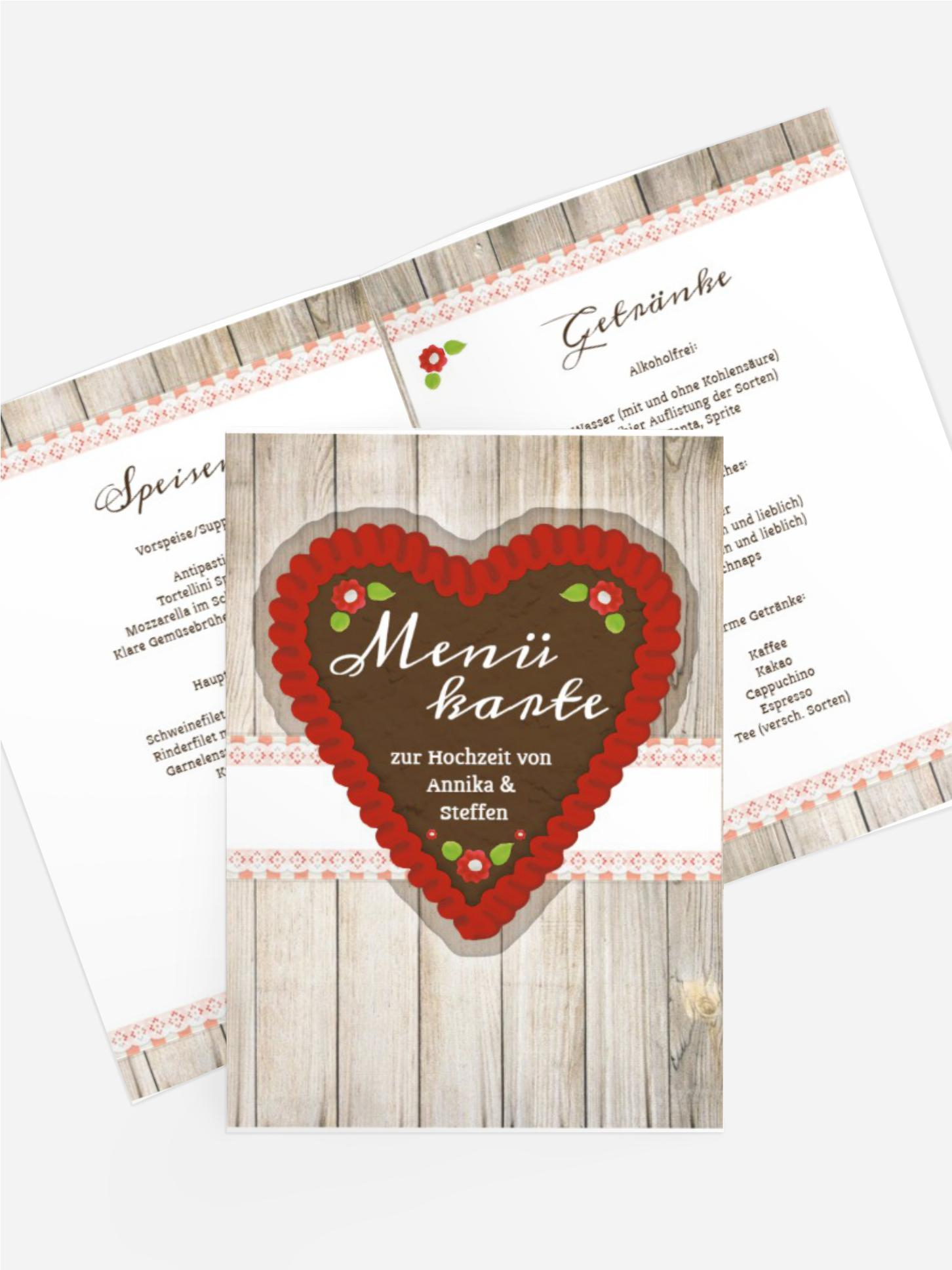 Menükarte zur Hochzeit München