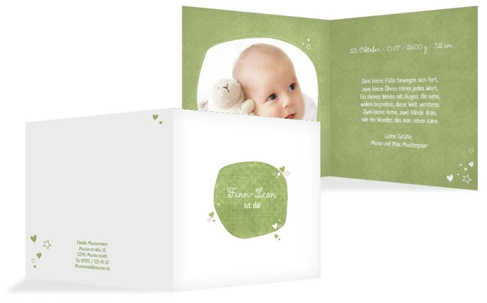 Baby Geburtskarte herzliche Sternchen