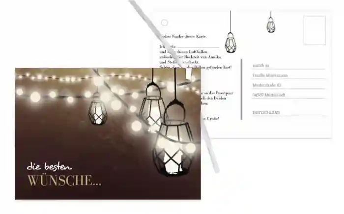 Ballonkarte Vintage Laterne