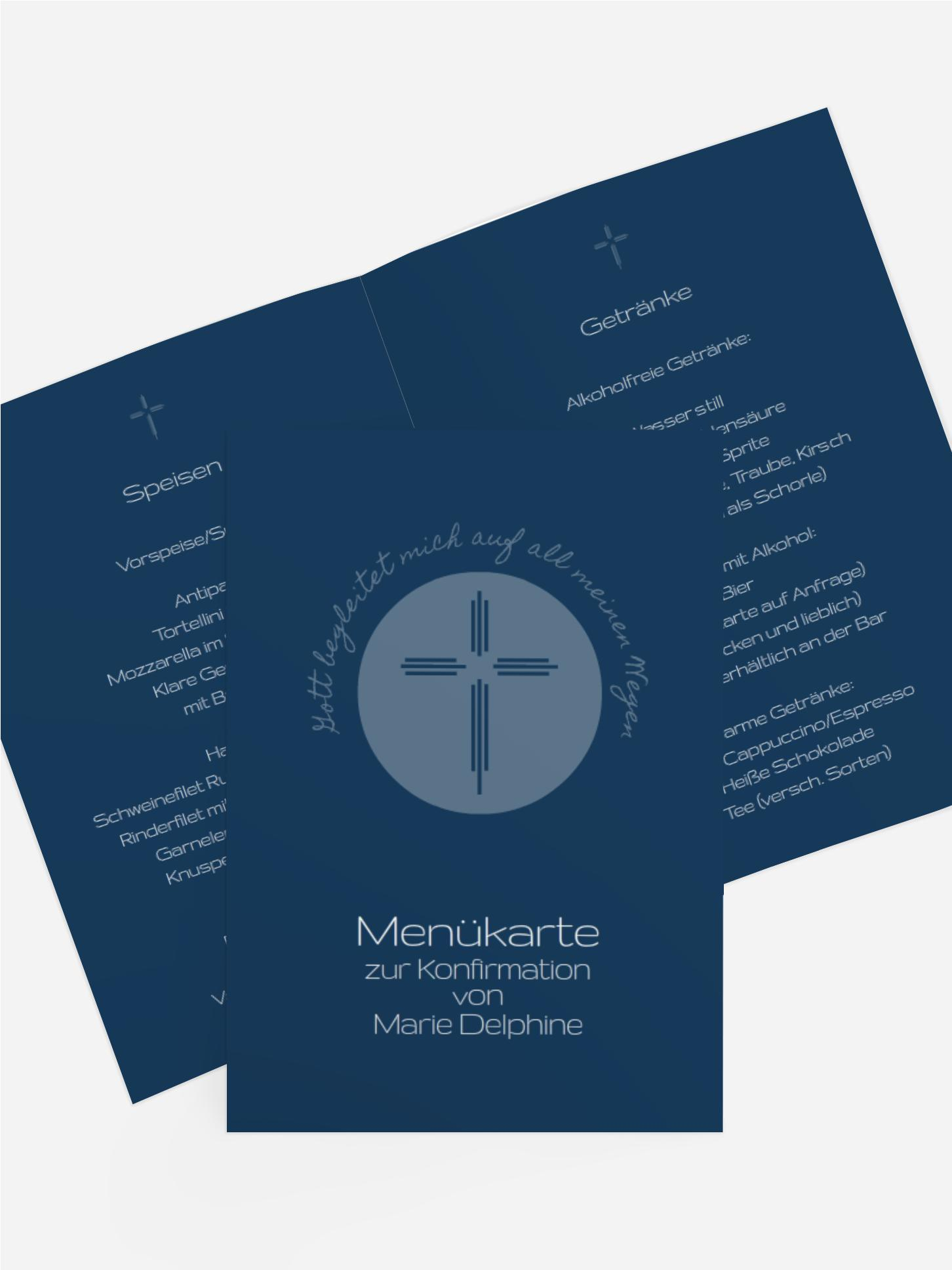 Menükarte Konfirmation Gottes Wege