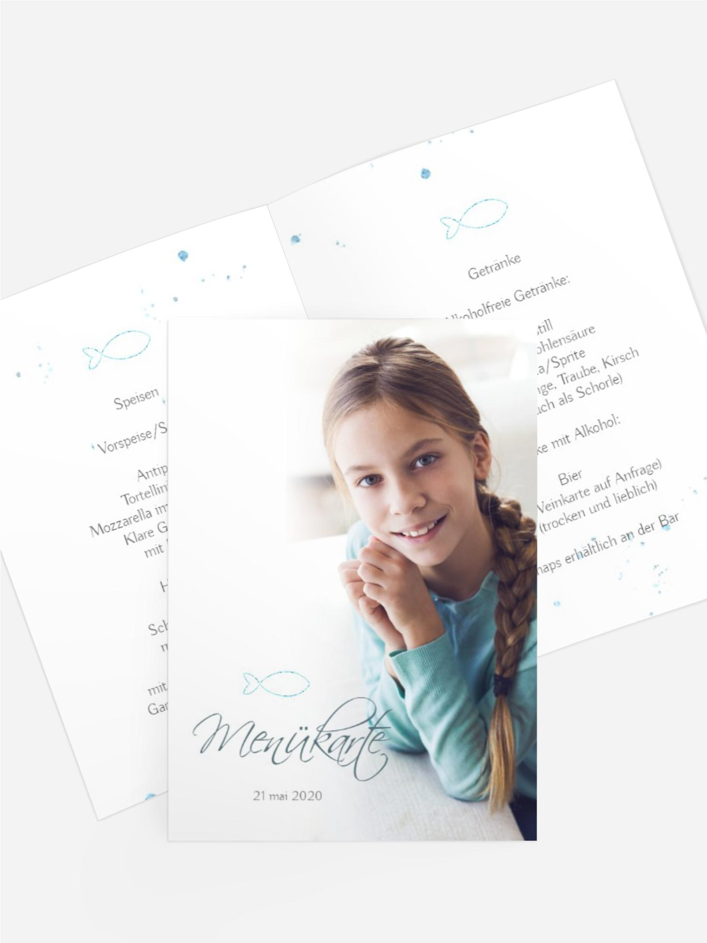 Menükarte Konfirmation Fay