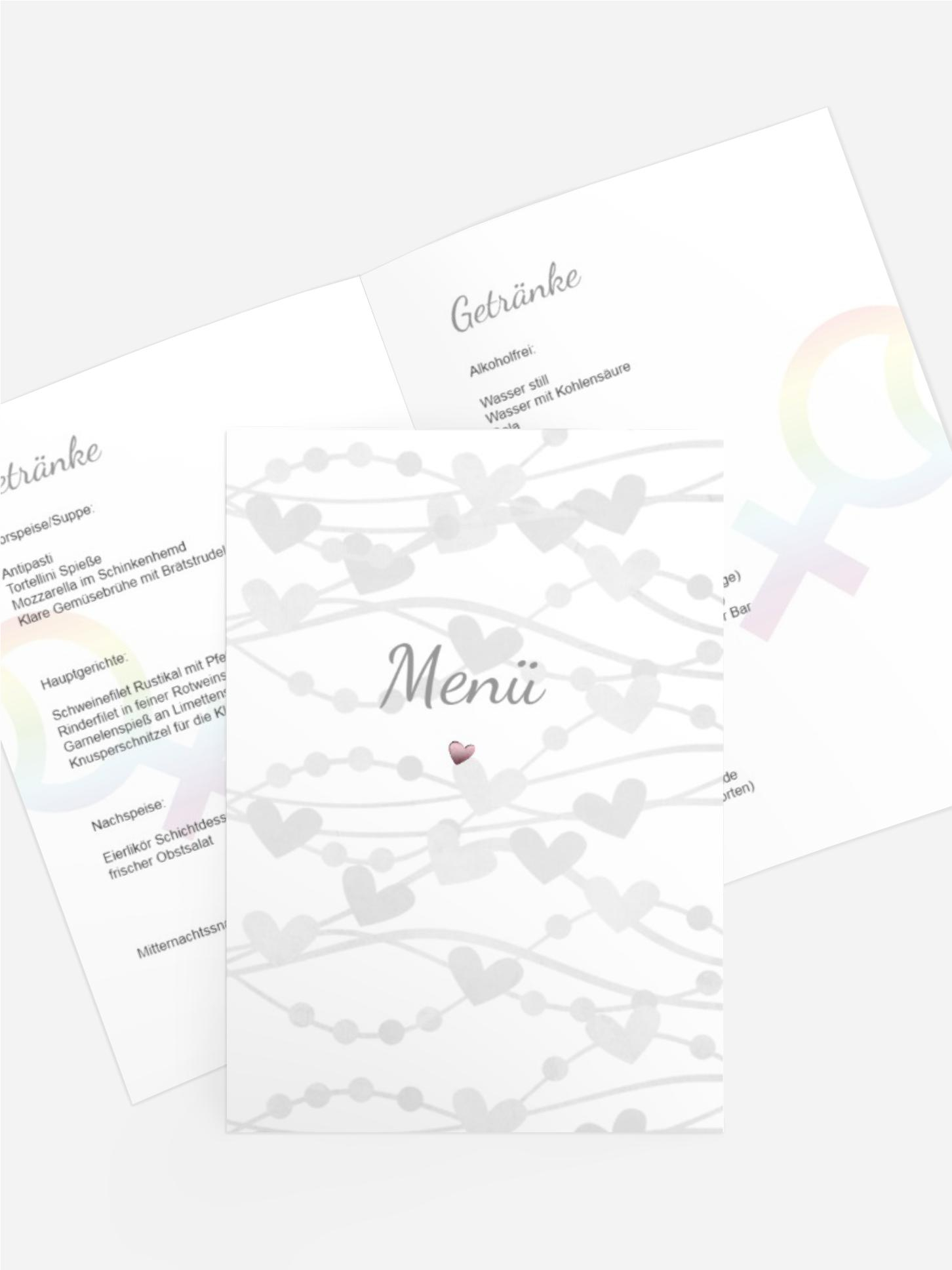 Menükarte Im Zeichen der Liebe - Frauen