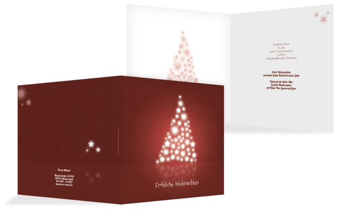 Weihnachtsgrußkarte Geschäft Spiegelbaum