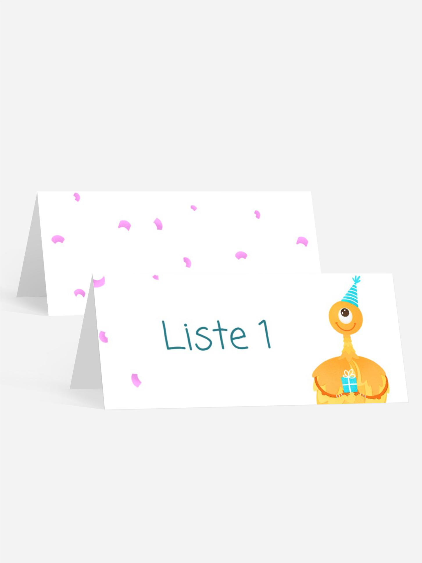 Tischkarte Geburtstag Monster AG