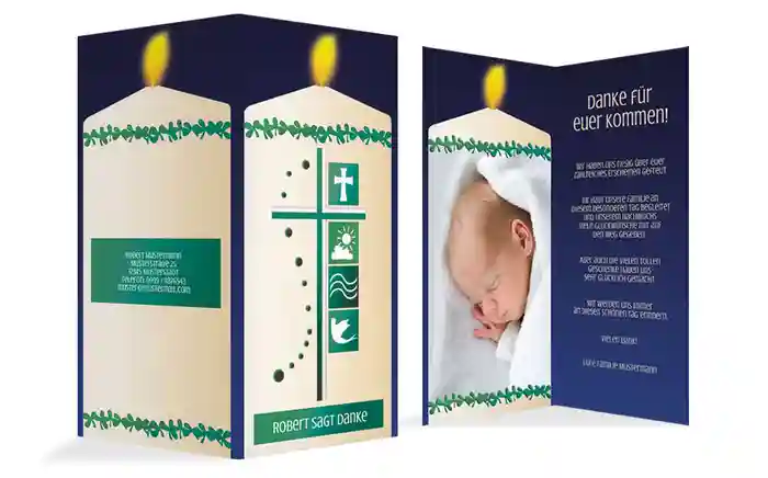 Taufe Dankeskarte Taufkerze