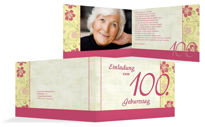 Einladung zum Geburtstag Hibiskus 100 Foto