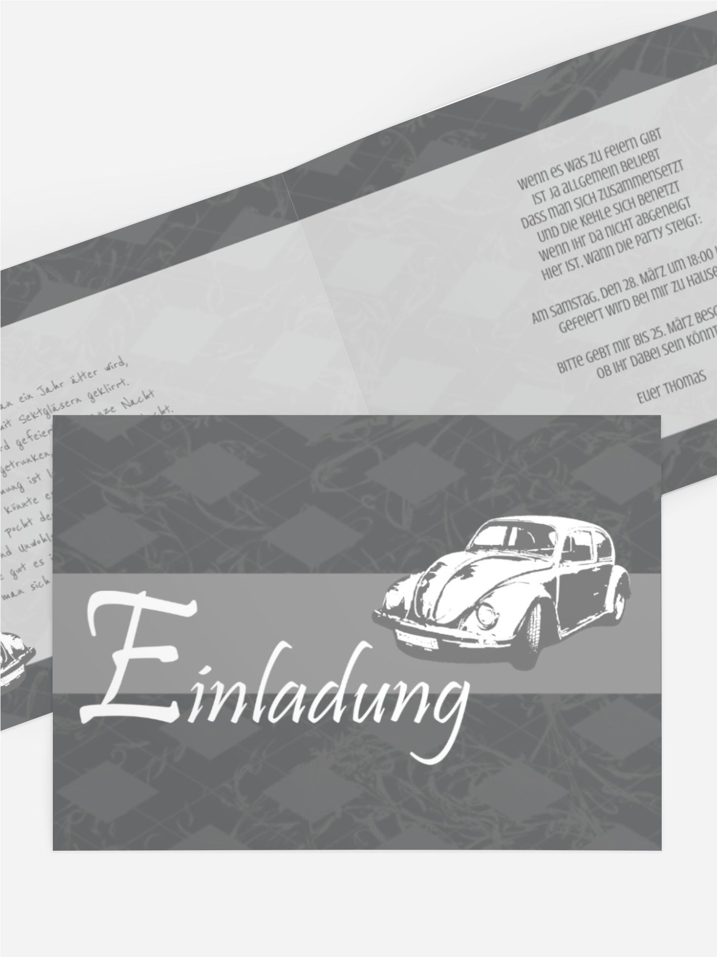Einladungskarte zum Geburtstag old car