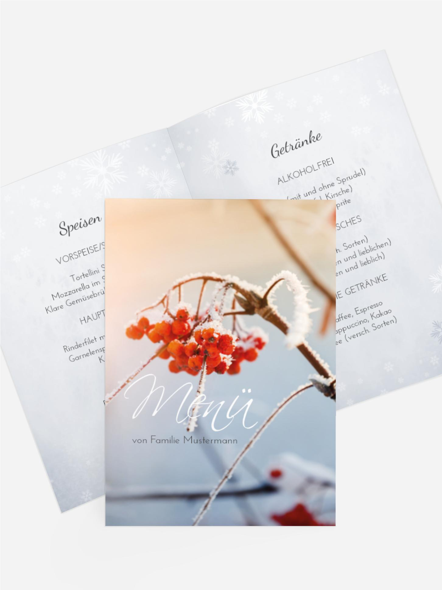 Weihnachtsmenükarte Reif