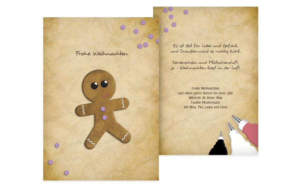 Weihnachtsgrußkarte Lebkuchenmännchen Weihnachtsgrußkarte Lebkuchenmännchen