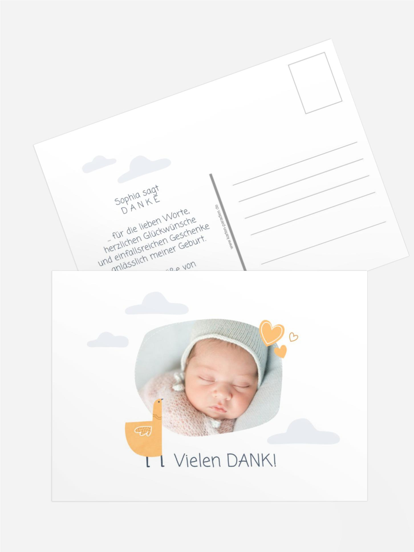 Baby Dankeskarte Entlein