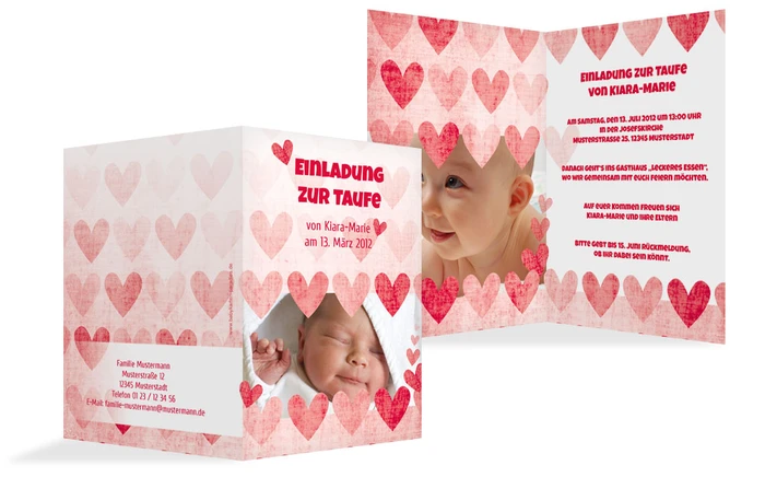 Einladungskarte Taufe Voller Herzen