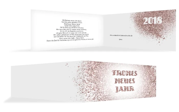 Neujahrskarte Glitterschrift