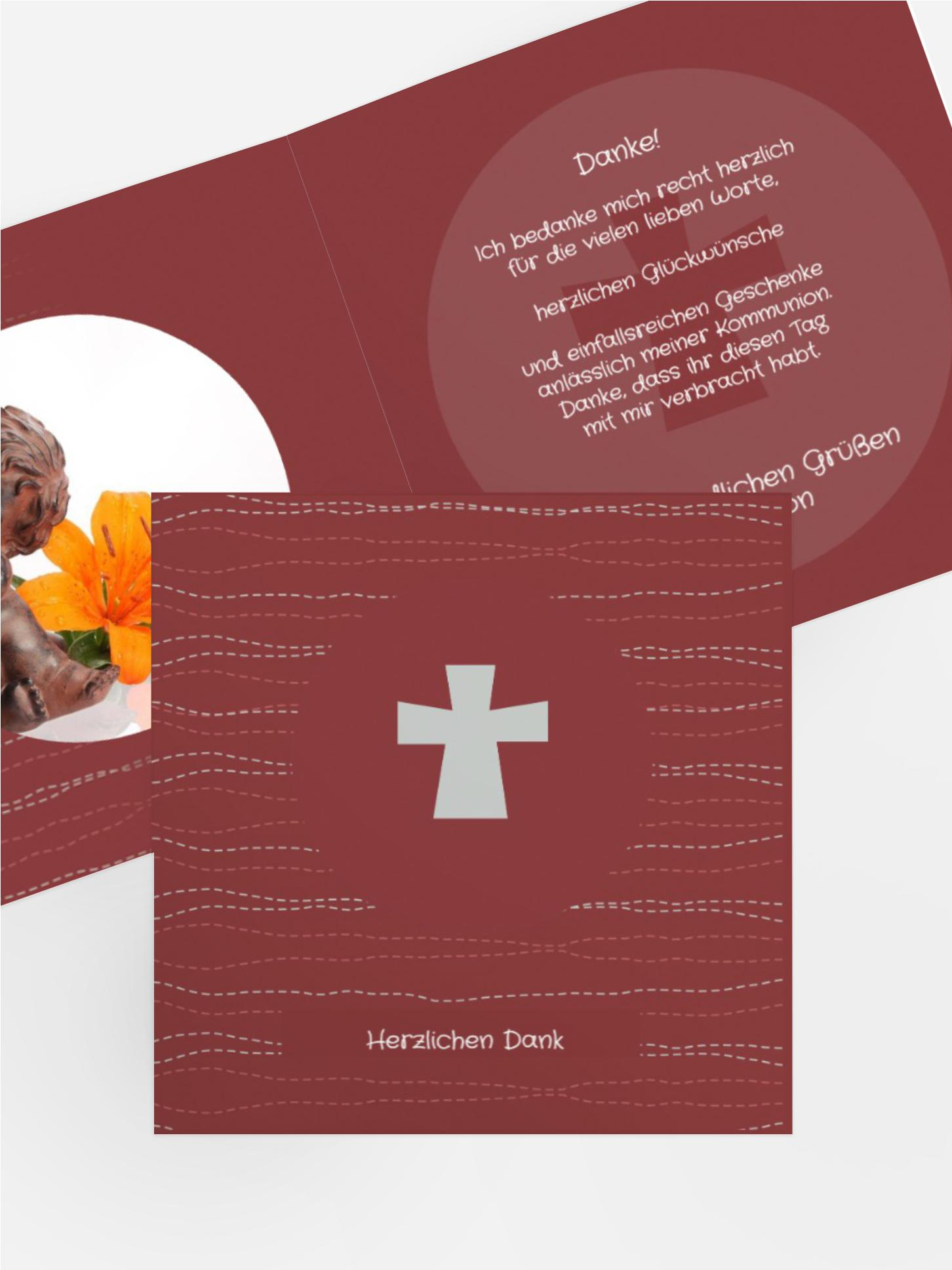 Dankeskarte Kommunion_Wellen Kreuz