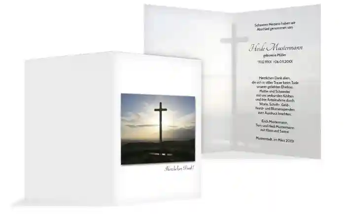 Dankeskarte Kreuz hoch