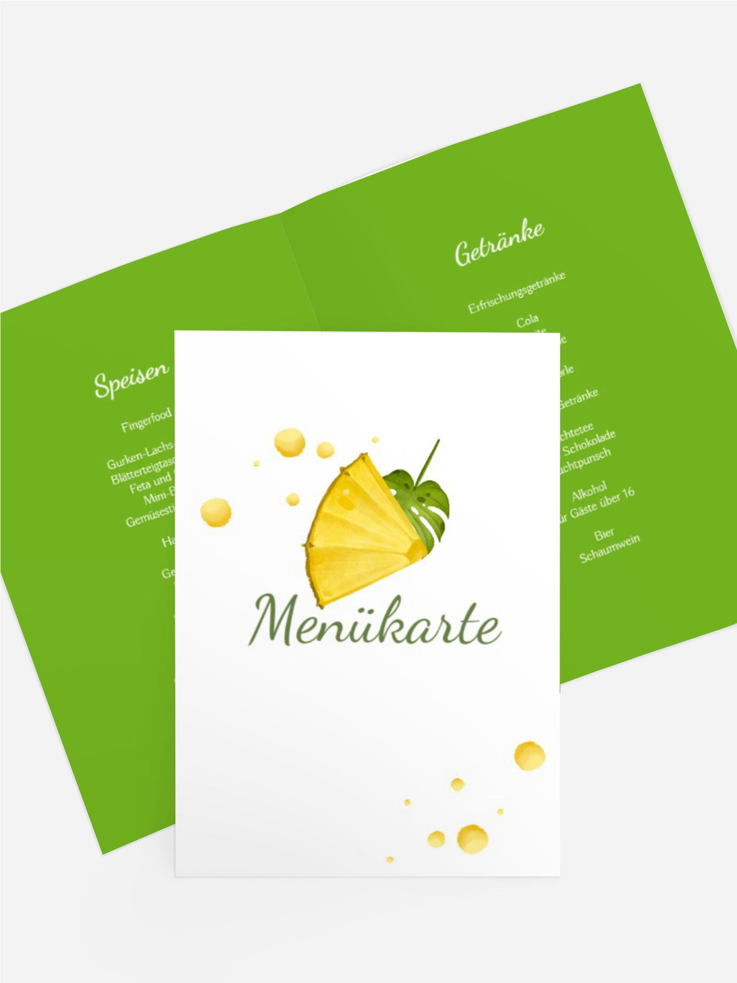 Menükarte Jugendliche Geburtstag  Tropische Köstlichkeiten