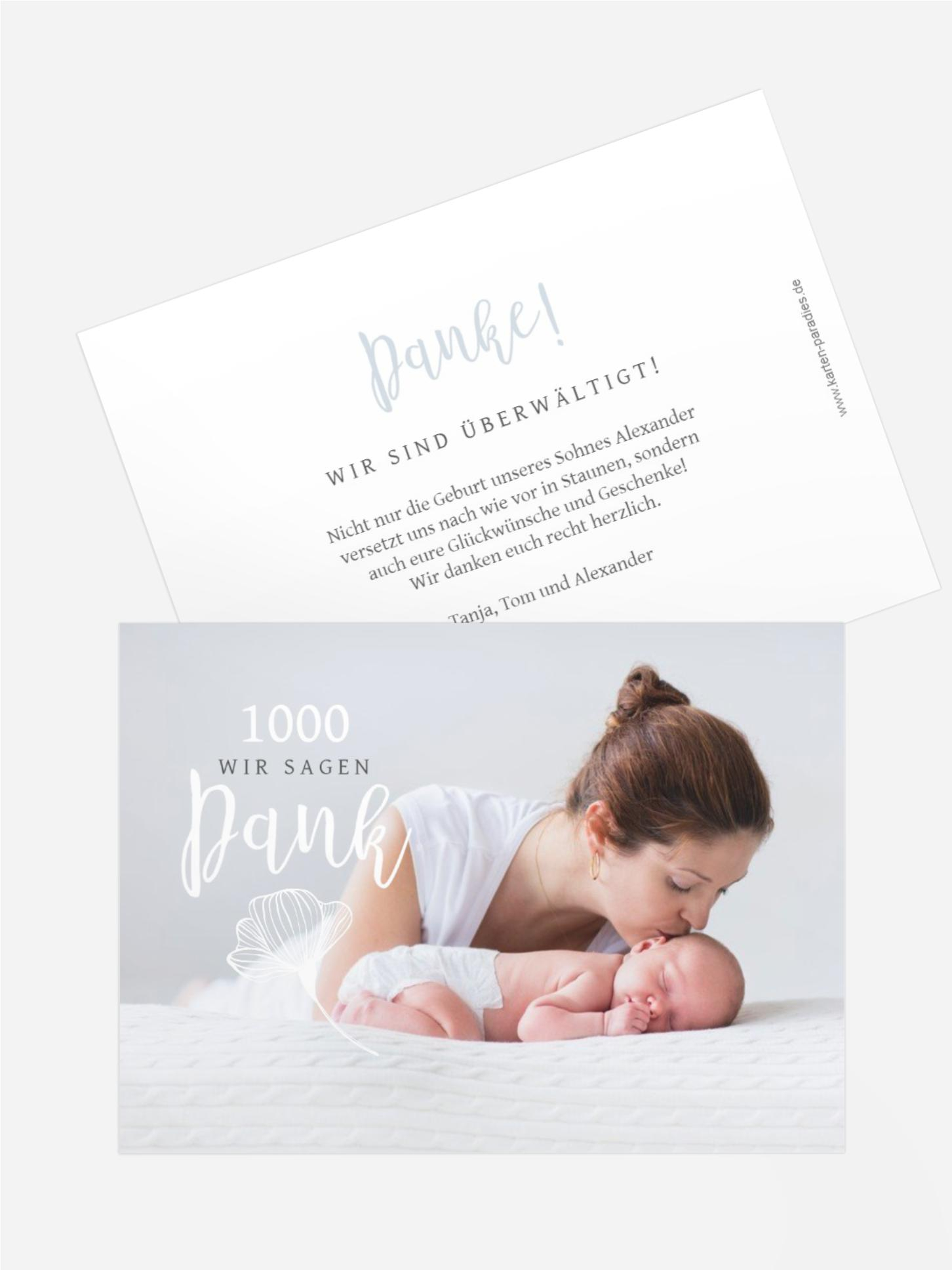 Baby Dankeskarte Silhouetten Blume