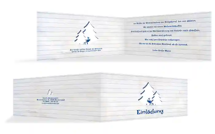 Einladungskarte Weihnachten Privat Elchenwald